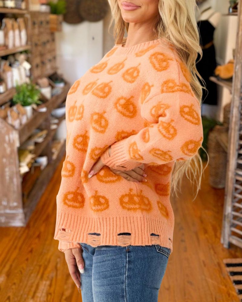 Halloween Pumpkin Pullover Sweater