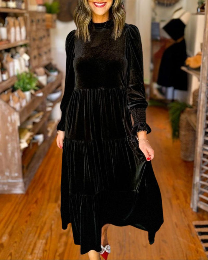 Elegant Christmas Velvet Swing Dress