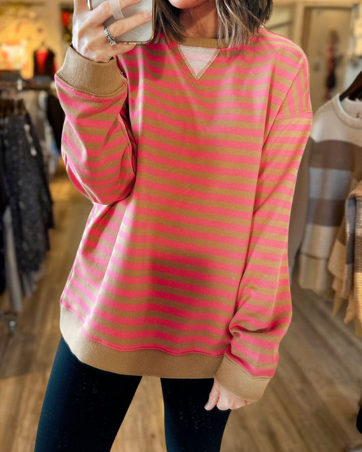 Casual Simple Striped Sweatshirt