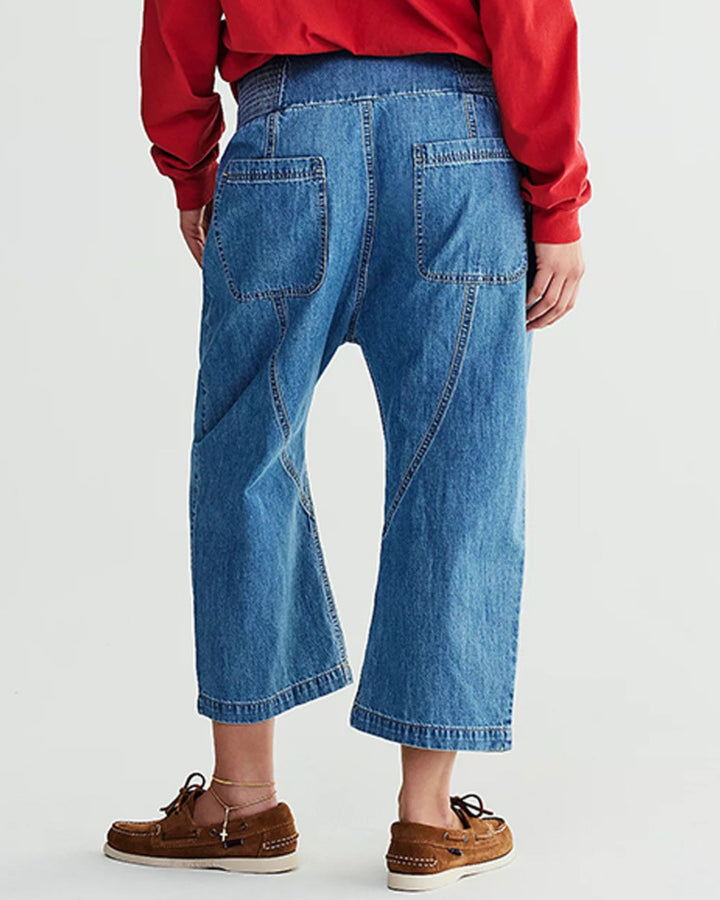 Washed Cropped Straight-Leg Pants
