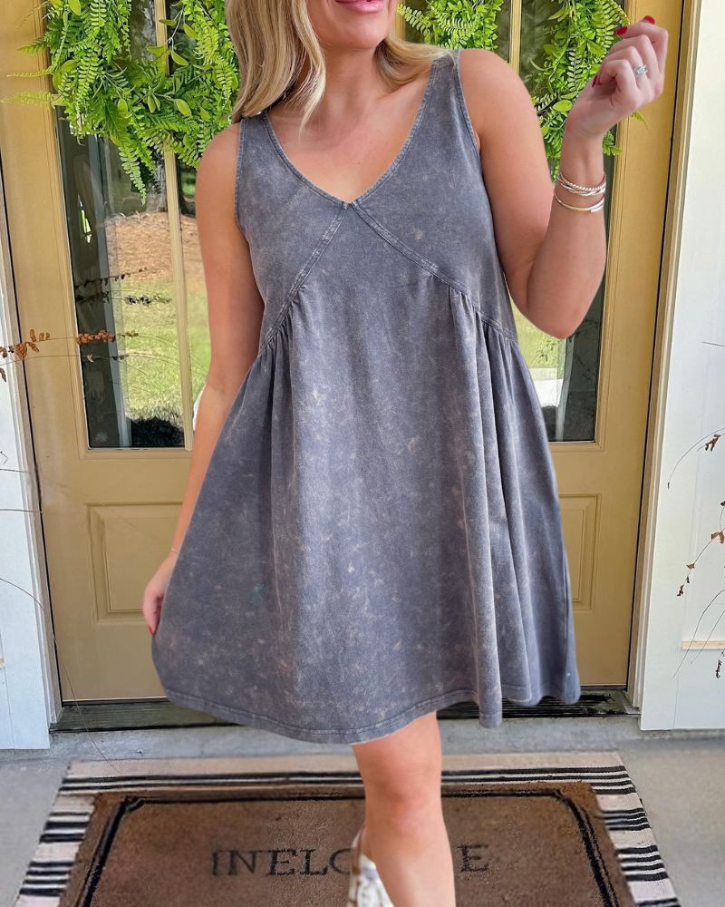 Vest Pocket Smocked Dress