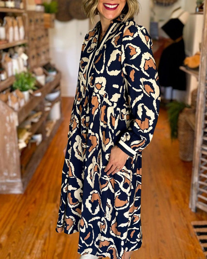 Fashion Abstract Print Midi Dress