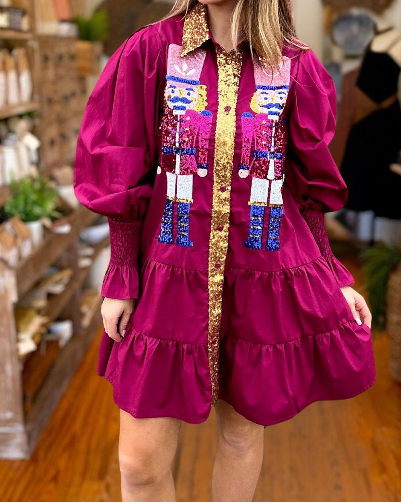 Christmas Drummer Nutcracker Sequin Dress