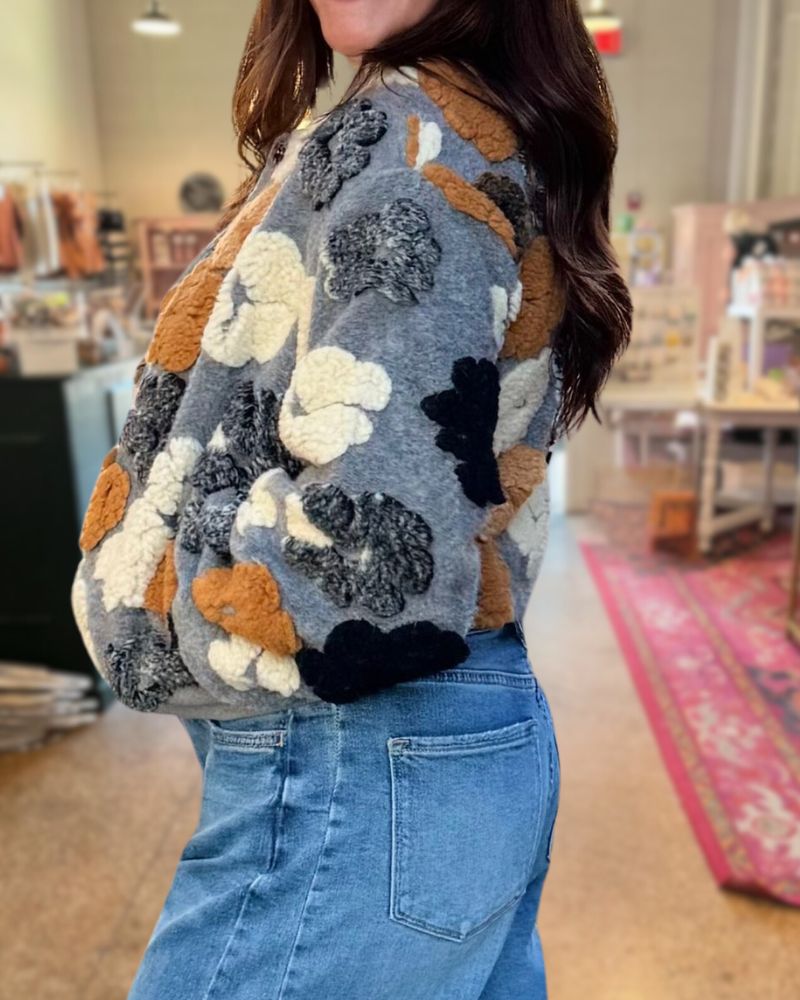 Retro Flower Embellished Short Coat