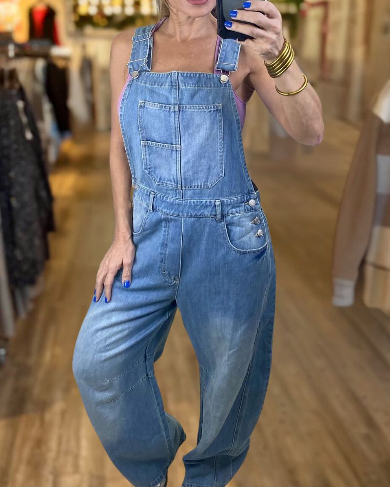 Casual Loose Washed Denim Overalls