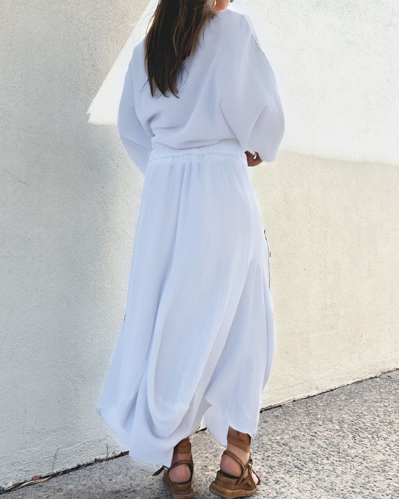 Casual Solid Color Two-Piece Skirt Set