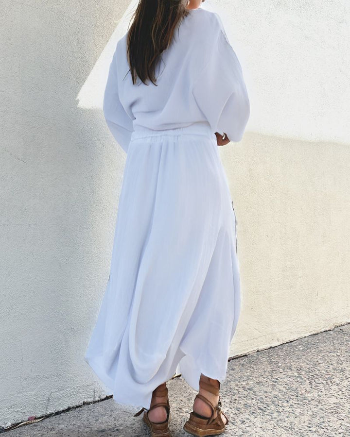 Casual Solid Color Two-Piece Skirt Set