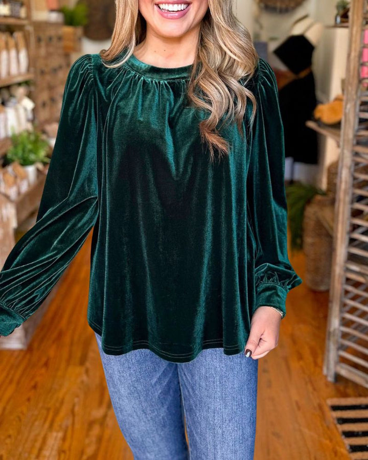Elegant Christmas Velvet Pullover Top