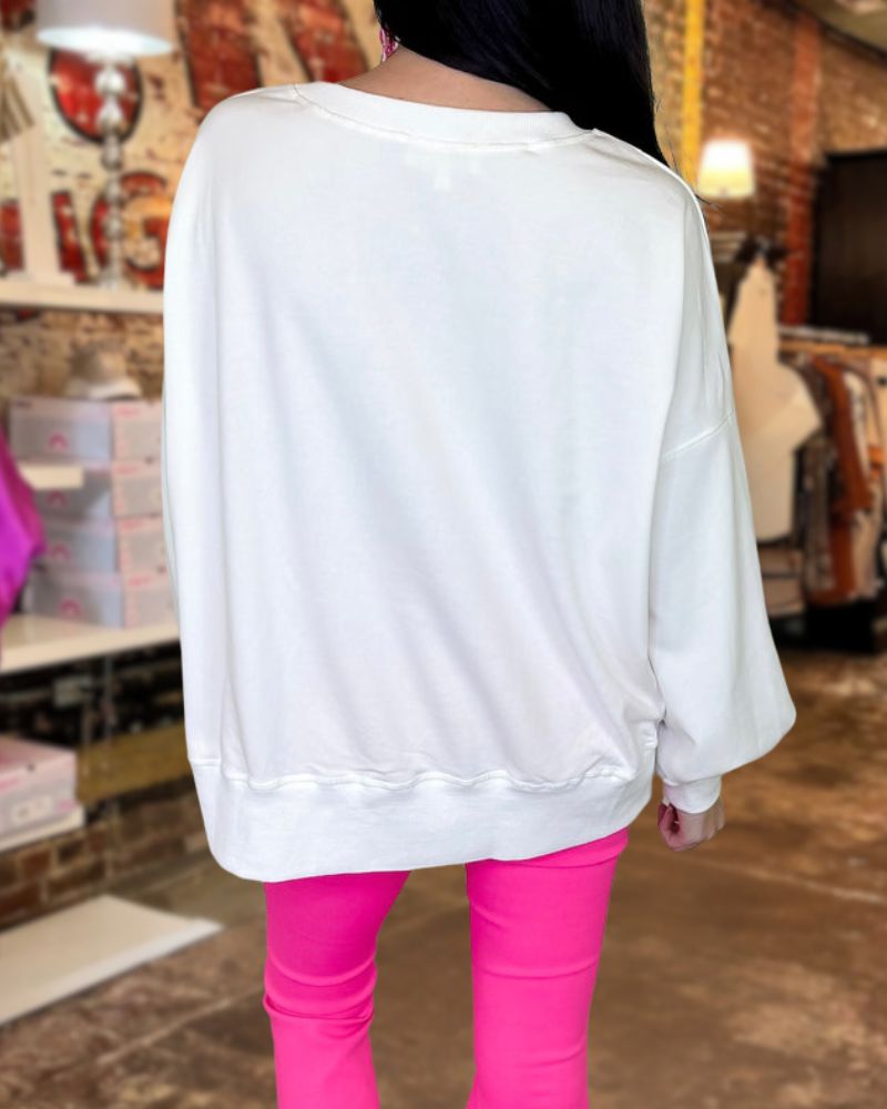 Color-Block Sequin Boot Sweatshirt