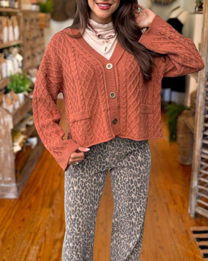 Casual Loose Cable Knit Cardigan