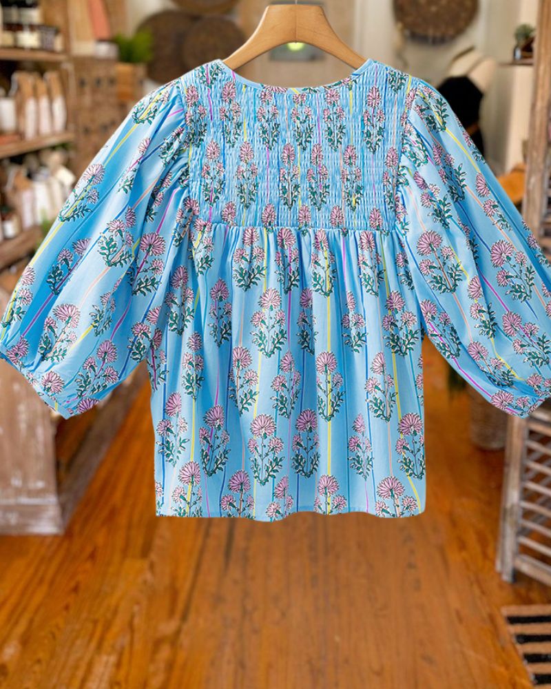 Fashion Printed Puff Sleeve Top