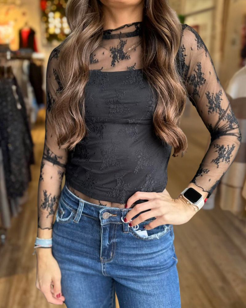 Sexy See-Through Lace Top