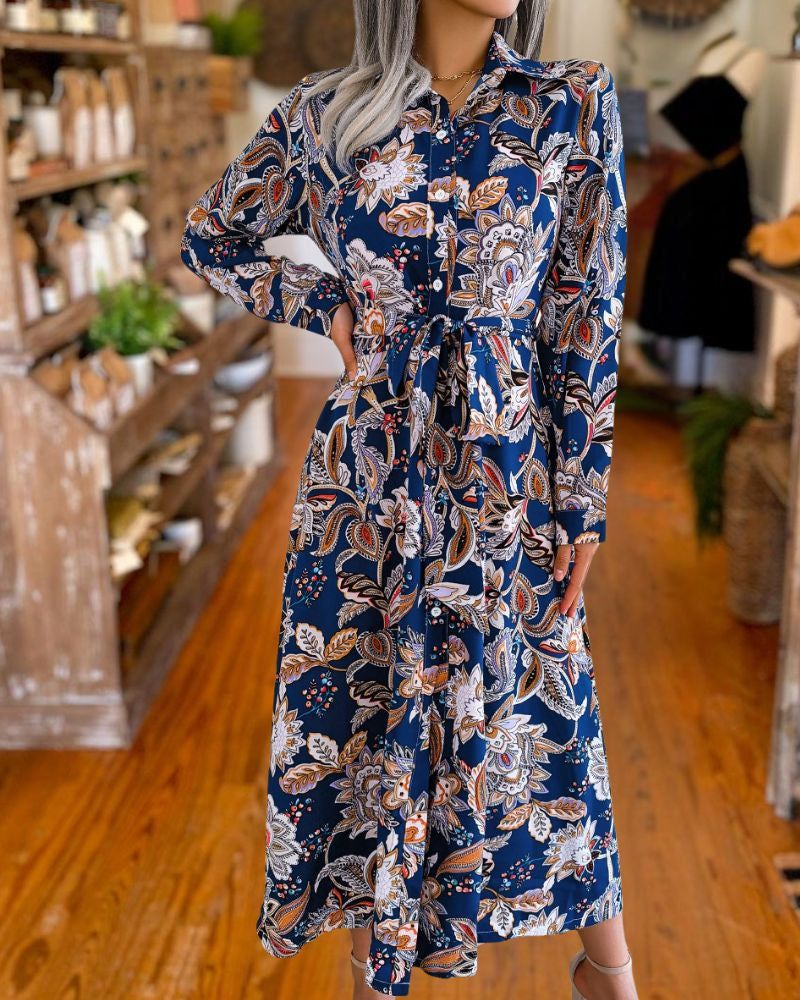 Vintage Floral Shirt Dress 