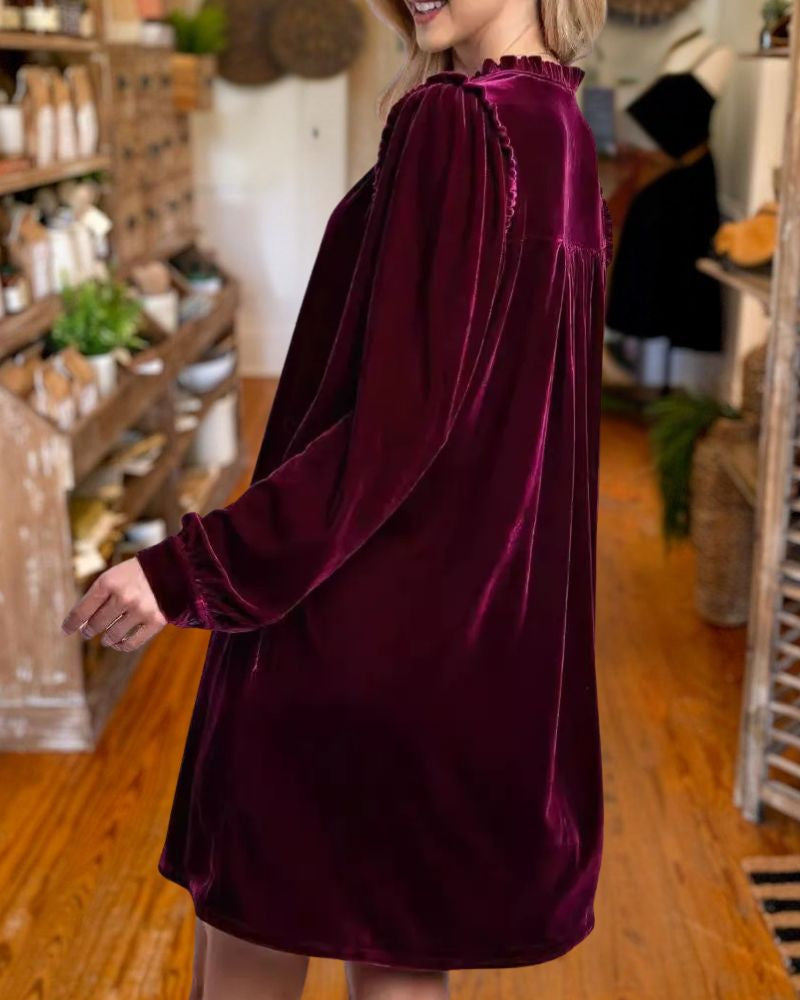 Party Solid Color Velvet Sheath Dress 