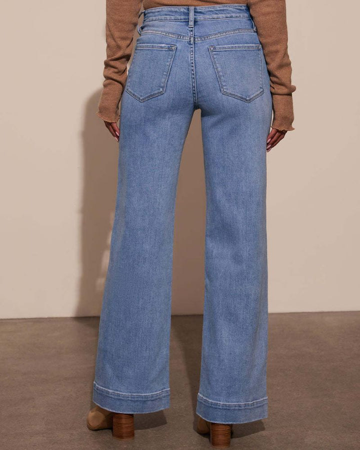 Retro Slim Wide-Leg Straight Jeans