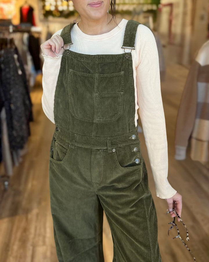 Corduroy Button Pocket Jumpsuit