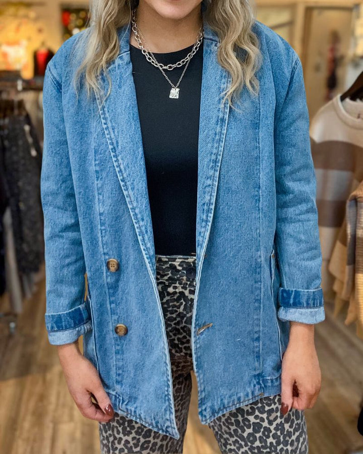 Casual Washed Blue denim Suit