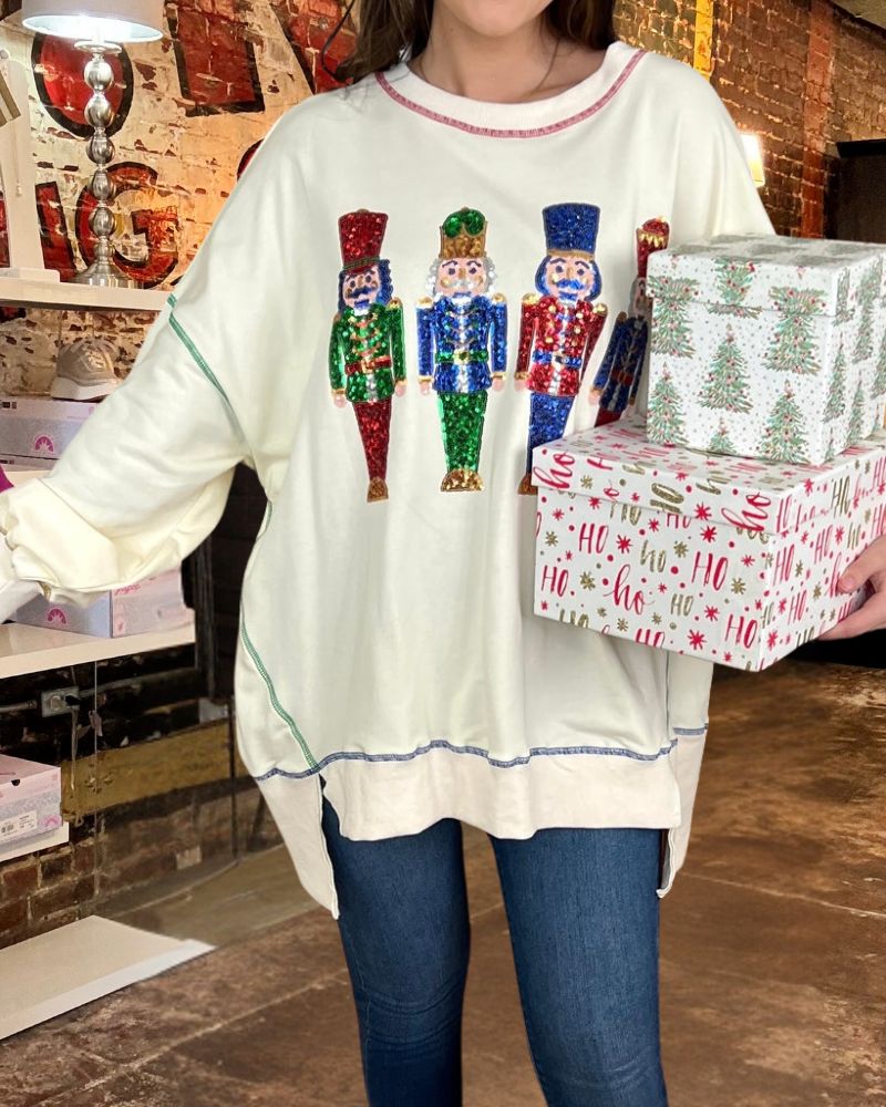 Christmas Sweet Sequin Long Sleeve Sweater