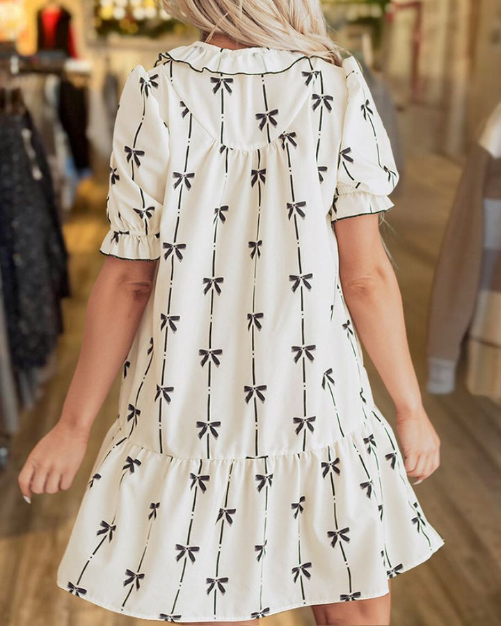 Fashion Bow Print Dress