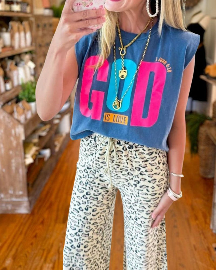 Sleeveless Letter Print Tank Top