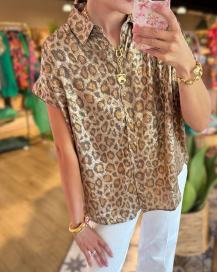 Loose Fit Leopard Print Shirt