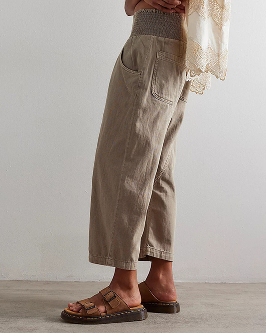 Washed Cropped Straight-Leg Pants