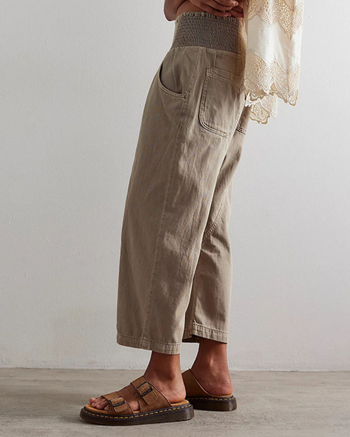 Washed Cropped Straight-Leg Pants