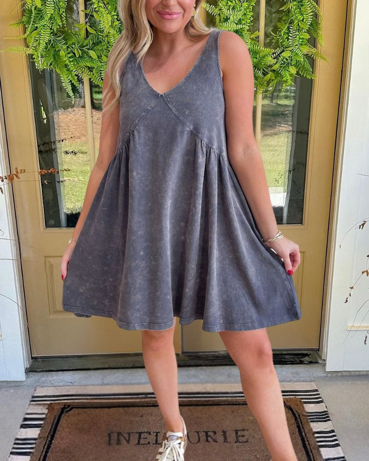 Vest Pocket Smocked Dress