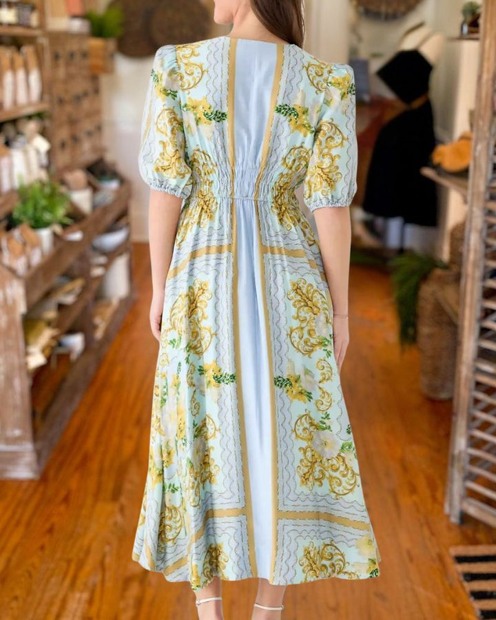 Vintage Inspired V-Neck Maxi Dress