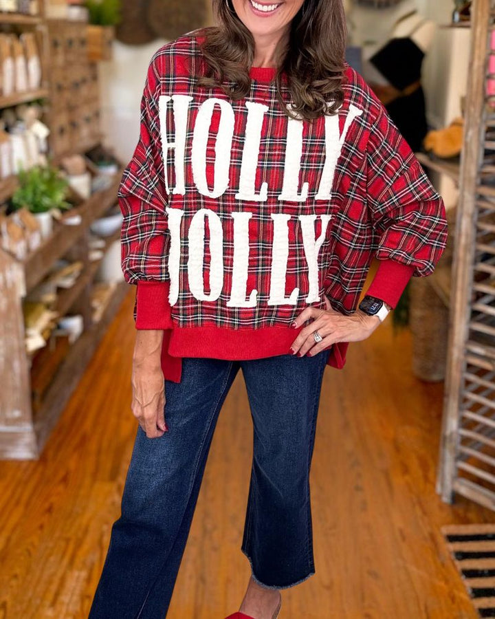 Holly Jolly Plaid Christmas Sweatshirt