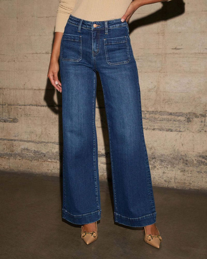 Retro Slim Wide-Leg Straight Jeans