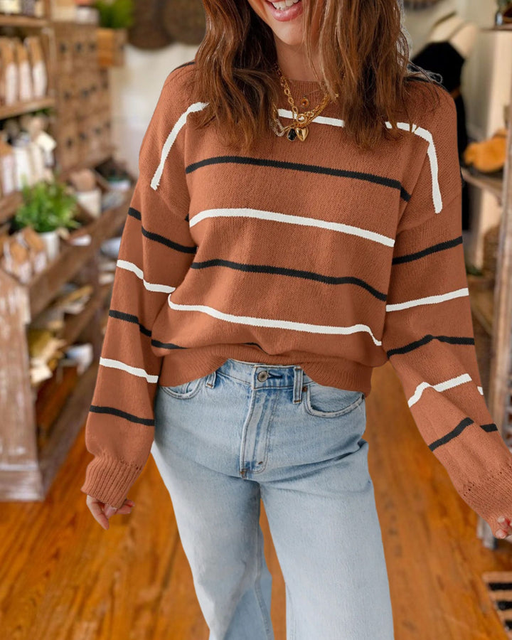 Multicolor Striped Long Sleeve Pullover Sweater