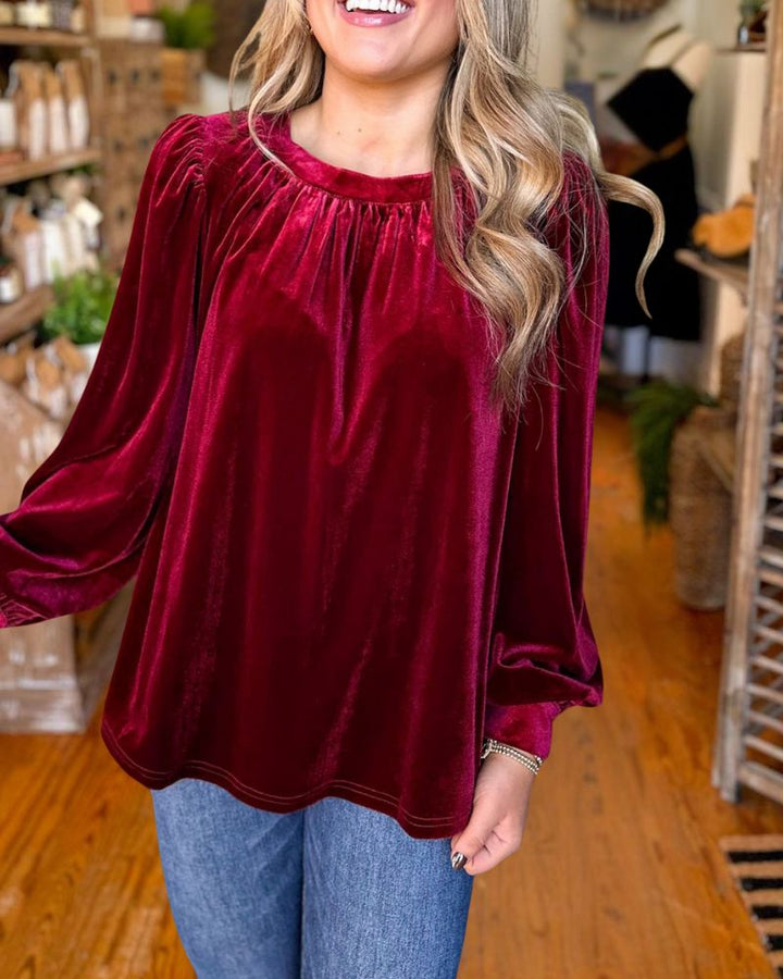 Elegant Christmas Velvet Pullover Top