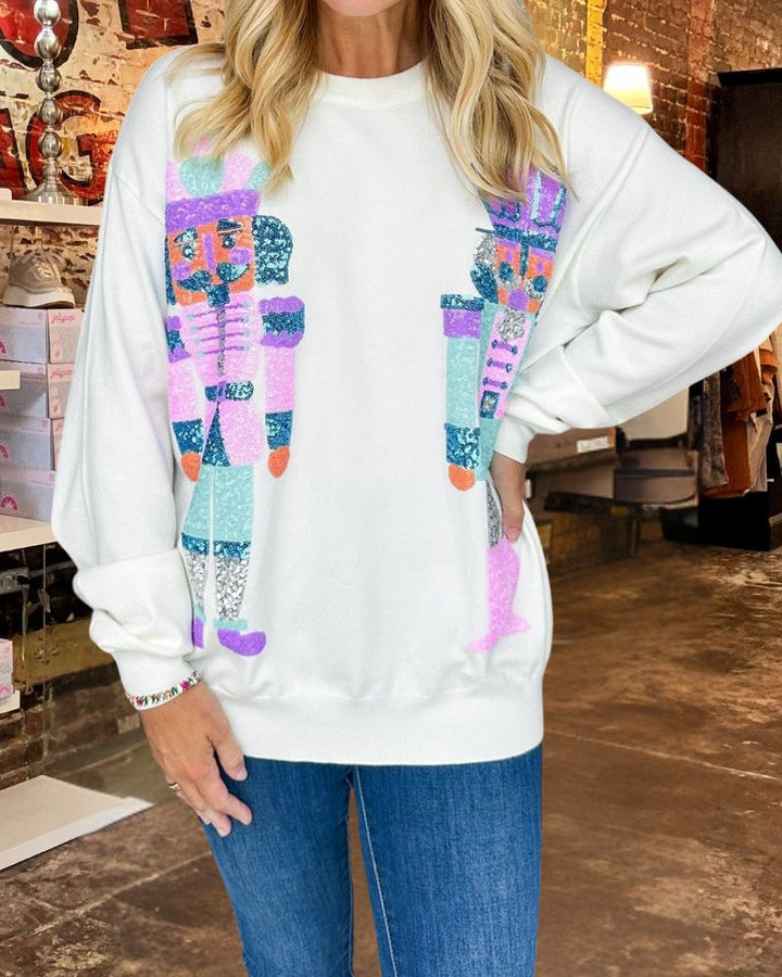 Casual Nutcracker Sequined Sweatshirt