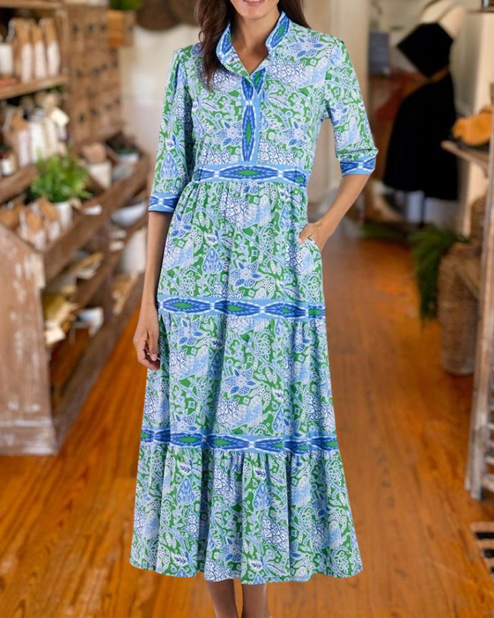 Chic Printed Tiered Midi Dress