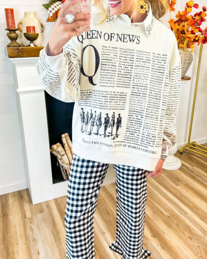 Fashion Newspaper Print Sweatshirt