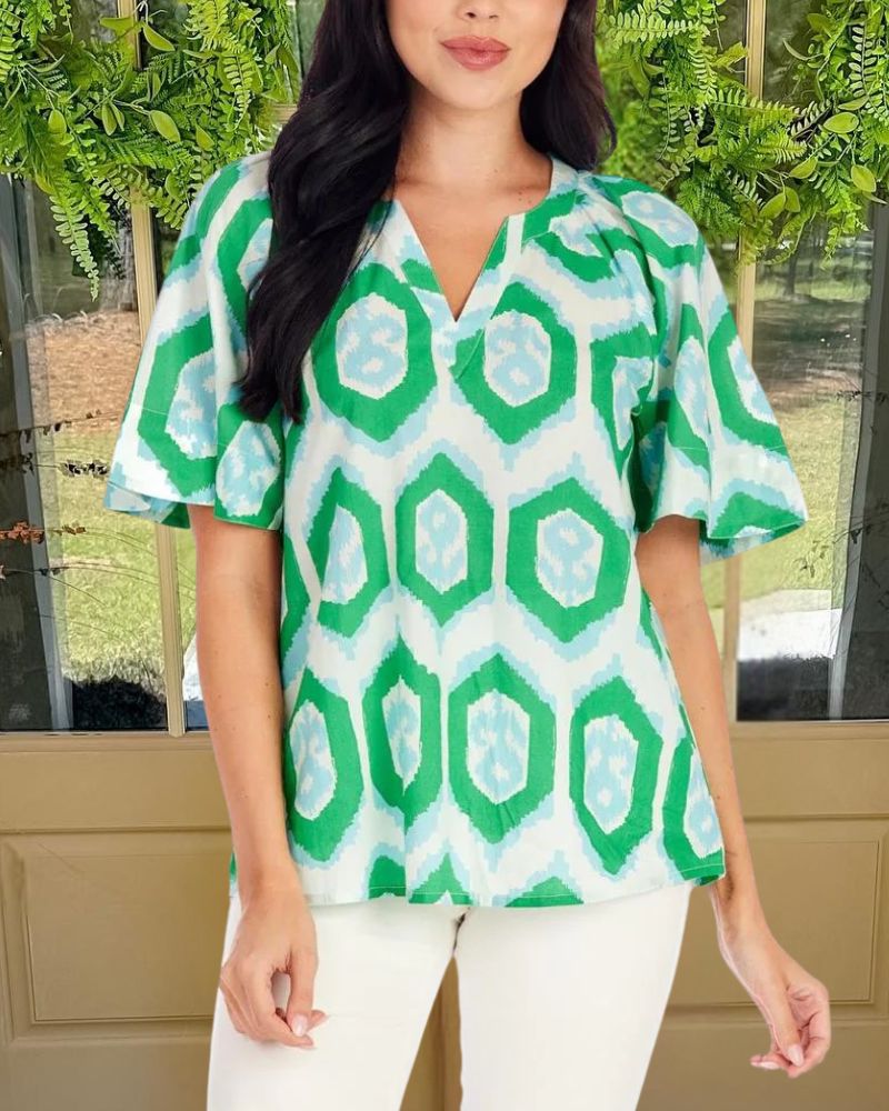 Printed Patchwork Casual Top