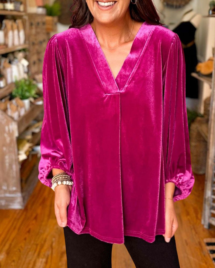Christmas Gold Velvet Long Sleeve Top