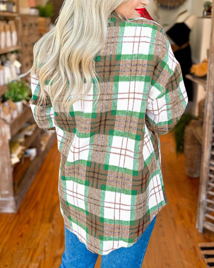 Christmas Plaid Wool Shirt Jacket