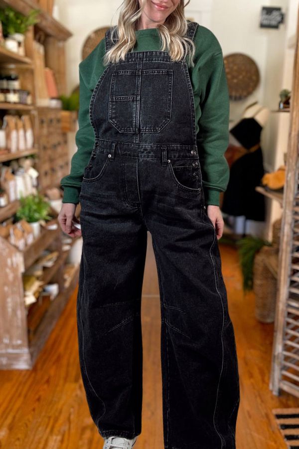 Vintage Loose Straight Cargo Overalls Jeans