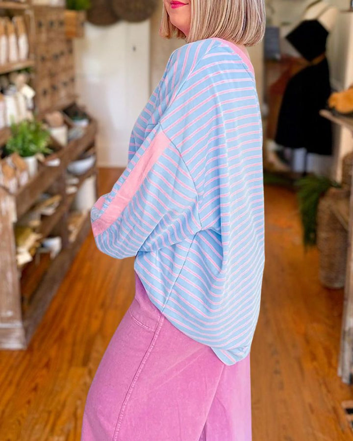 Casual Striped Pullover Sweatshirt