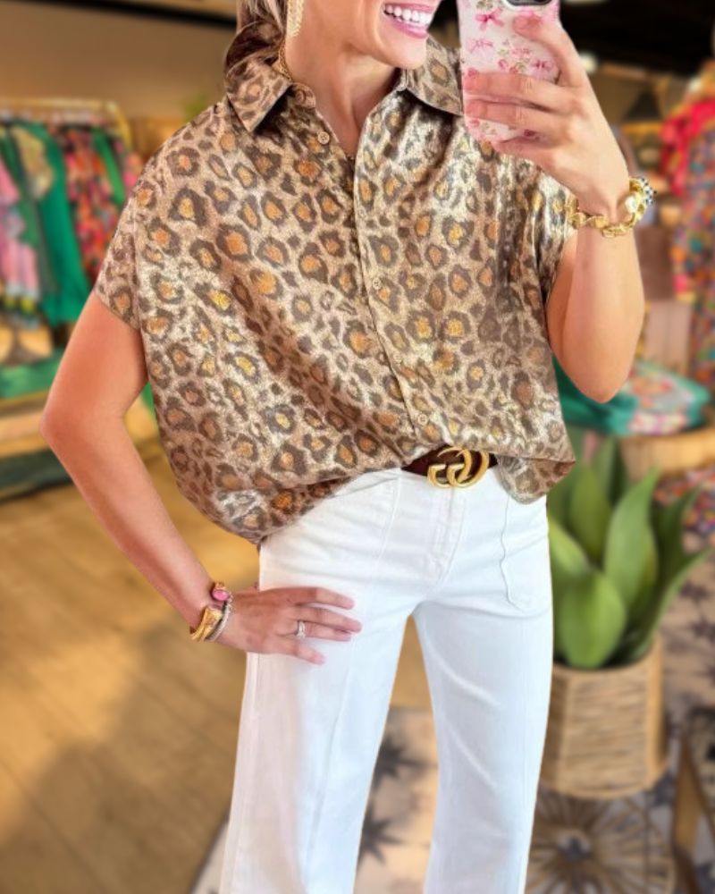 Loose Fit Leopard Print Shirt