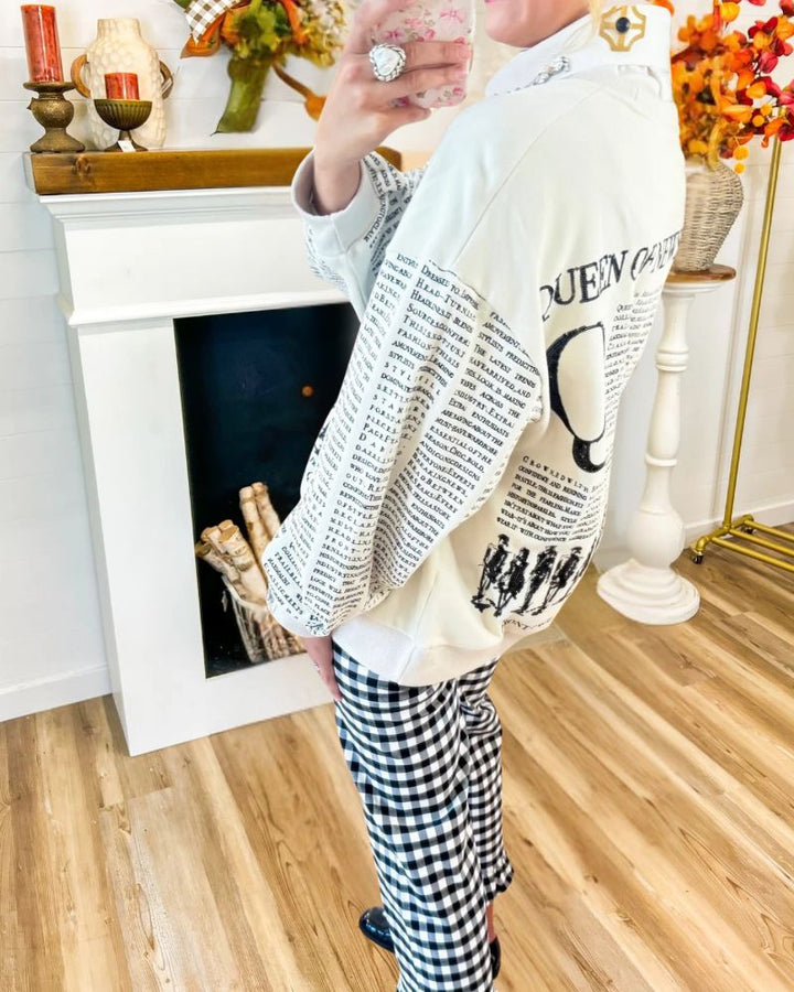 Fashion Newspaper Print Sweatshirt