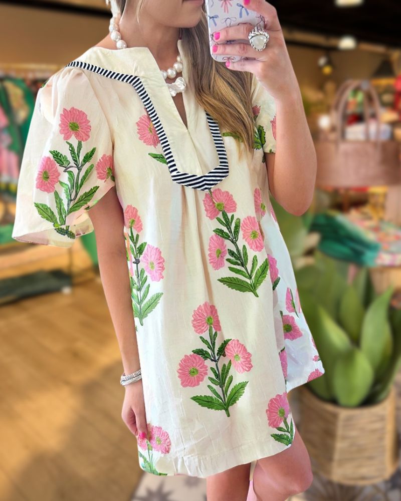 Fresh Bloom Puff Sleeve Dress