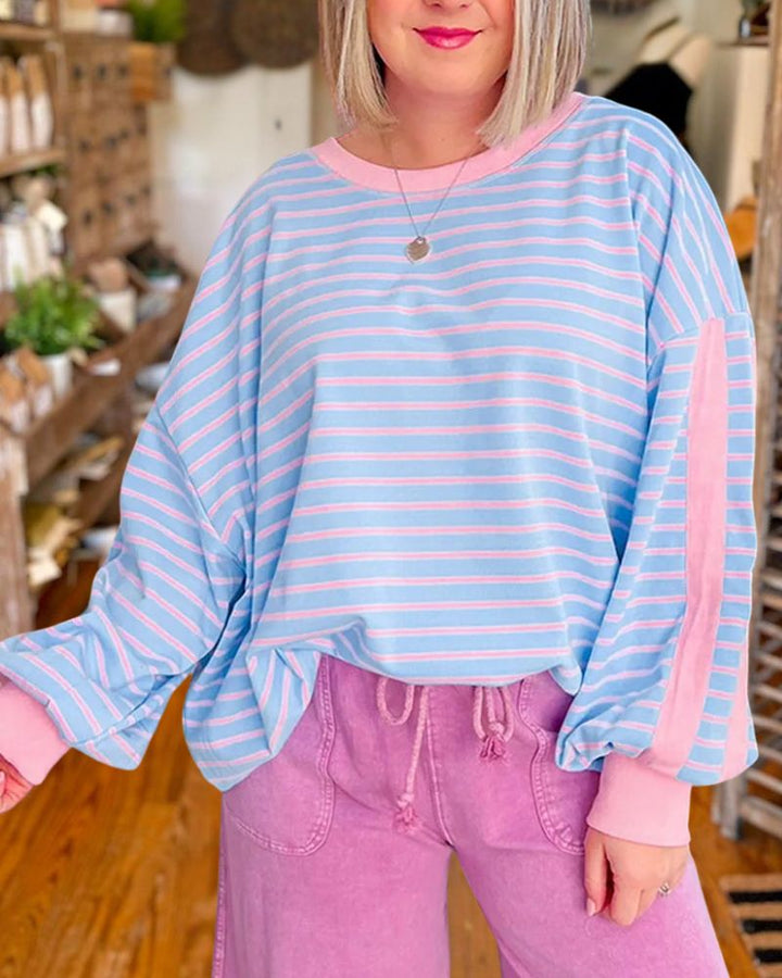 Casual Striped Pullover Sweatshirt