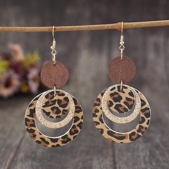Leopard Sequined Leather Hoops