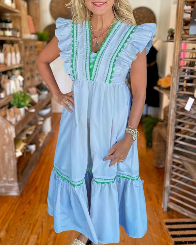 Boho Ruffle Sleeve Tiered Maxi Dress