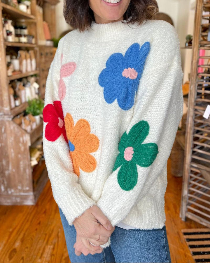 Floral Embroidered Sweater
