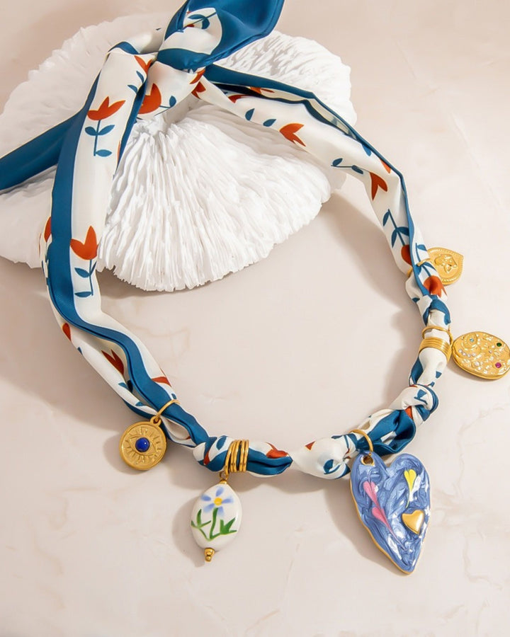 Colorful Heart Ceramic Pendant Necklace