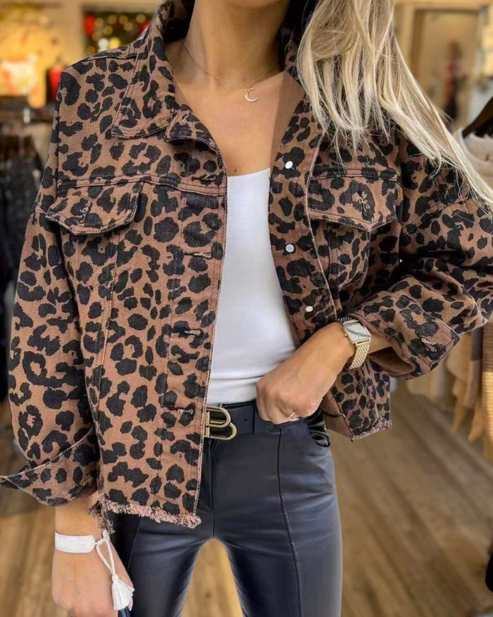  Loose Leopard Print Short Jacket